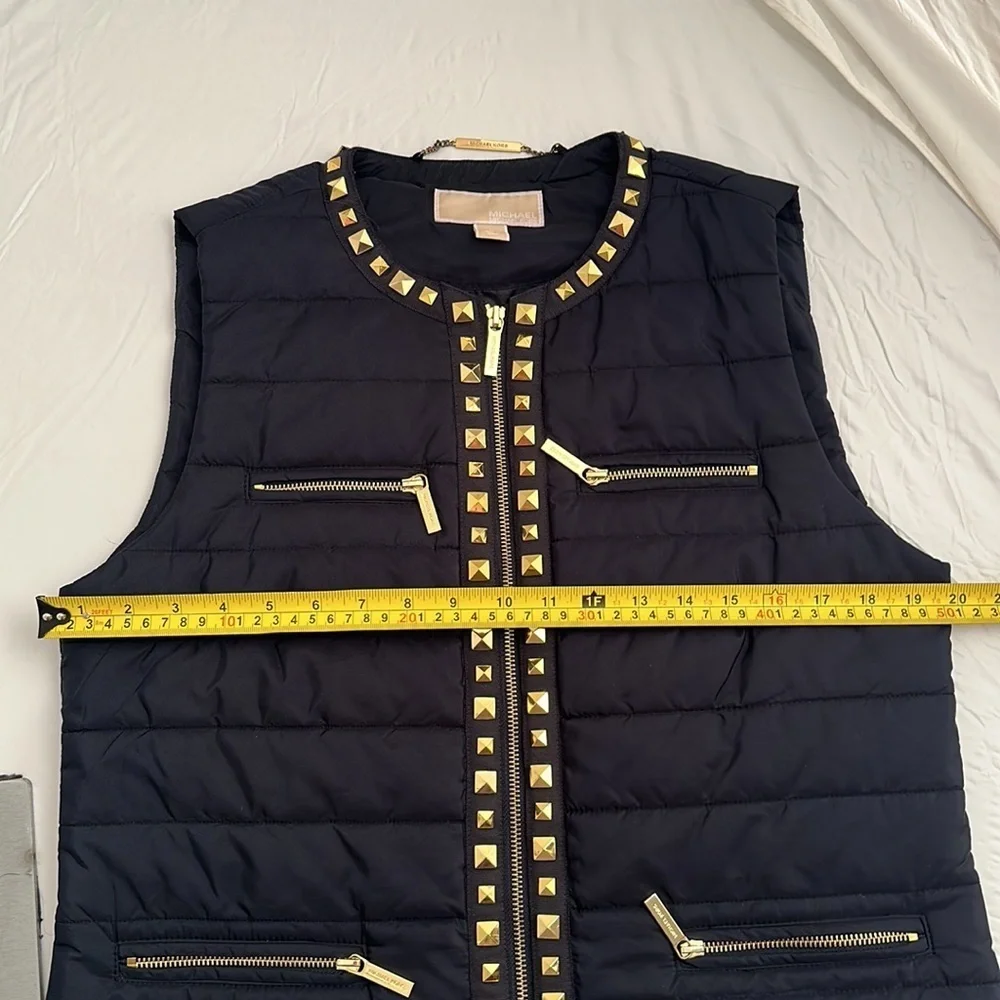 MICHAEL Michael Kors black quilted vest gold studs and hardware